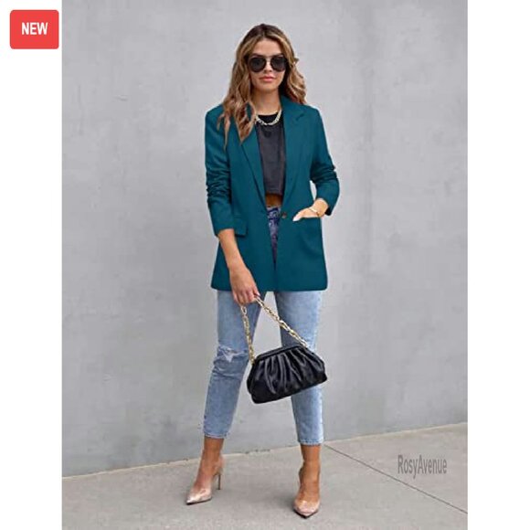 Women's Casual Blazer Long Sleeve Open Front Work Office Jacket - Picture 5 of 7